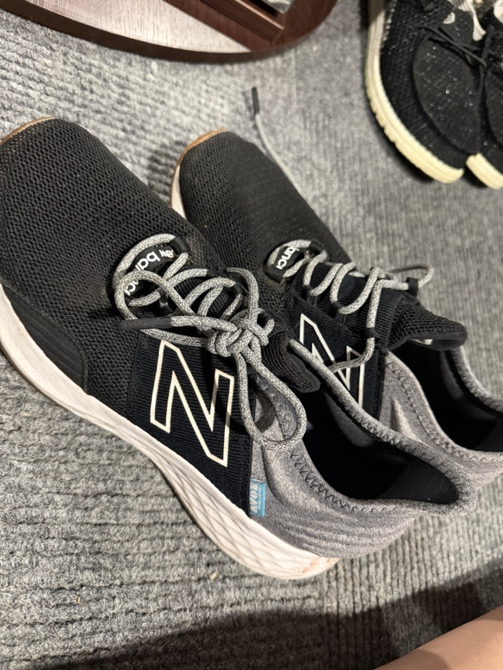 New Balance Roav Black and Gray Slip-On Lace Running Shoes